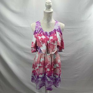 L'Amour Nanette Lepore Women's Dress Ruffle Racerback Buttons Sundress Size L